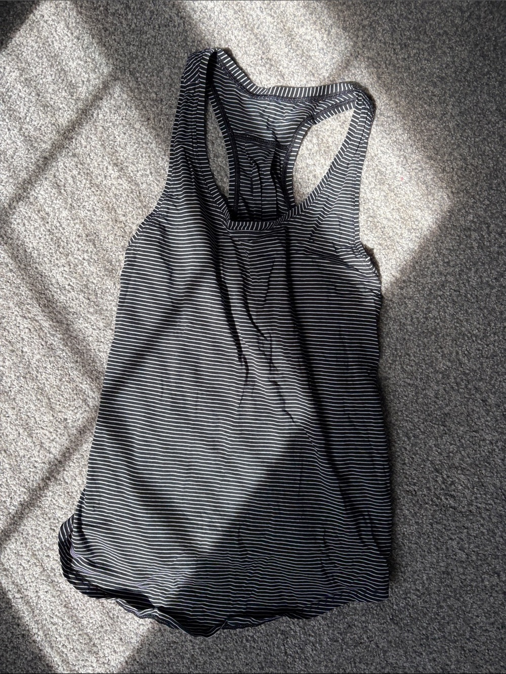 lululemon athletica Black and White Striped Racerback Tank